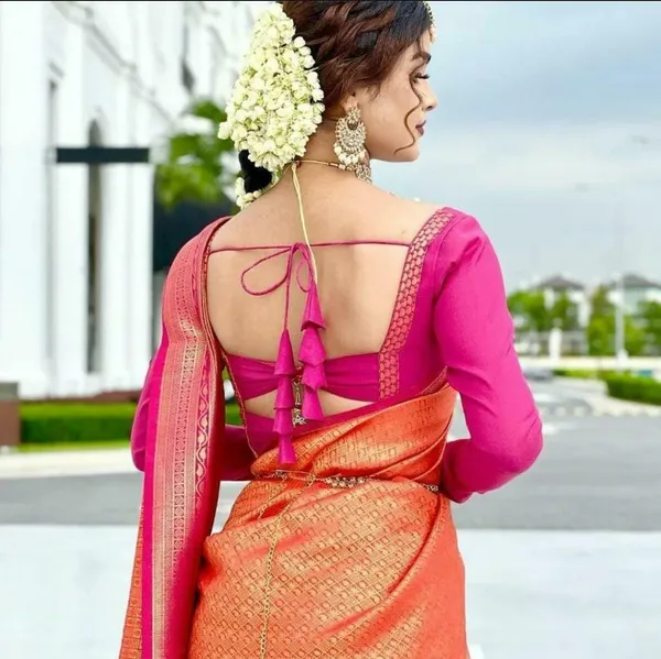 Orange_Embellished_Bollywood_Jacquard_Saree_(Orange)